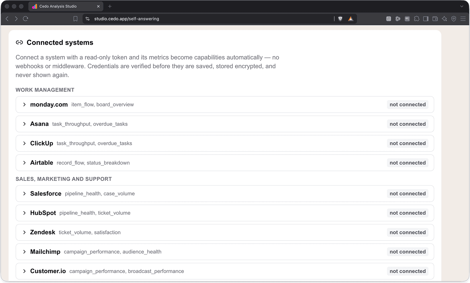 Self-answering radars: connected systems like monday.com, Salesforce and Stripe feeding radar answers automatically